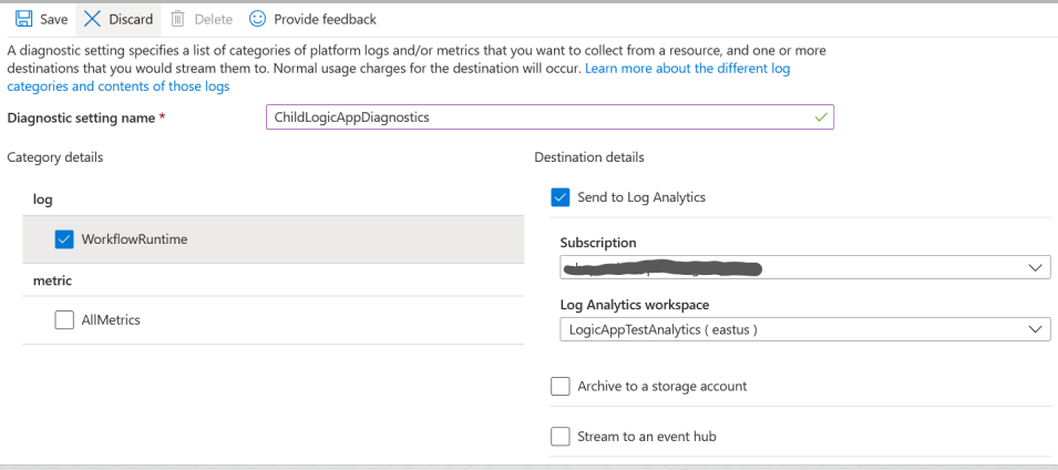 Enabling Log Analytics In Logic App